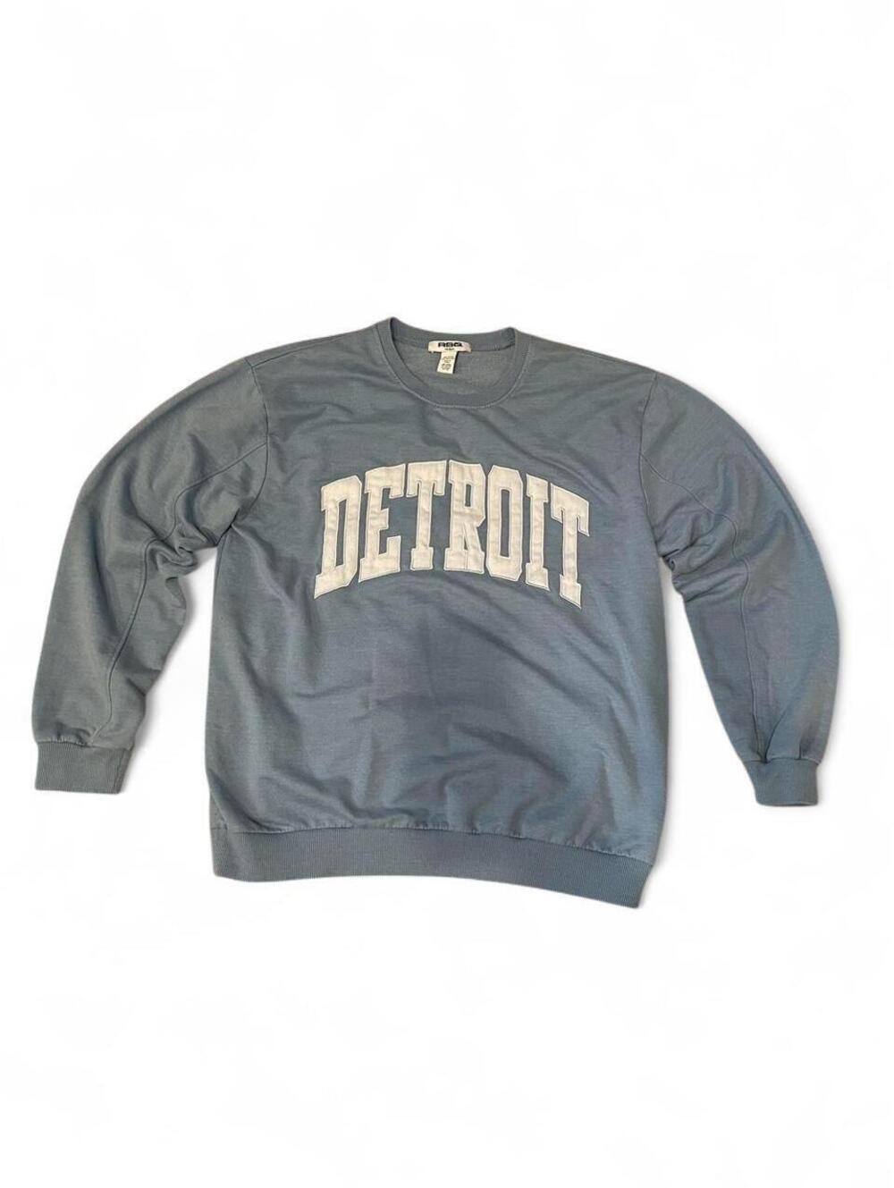 Detroit Crewneck Sweatshirt with white arched text reading 'DETROIT'